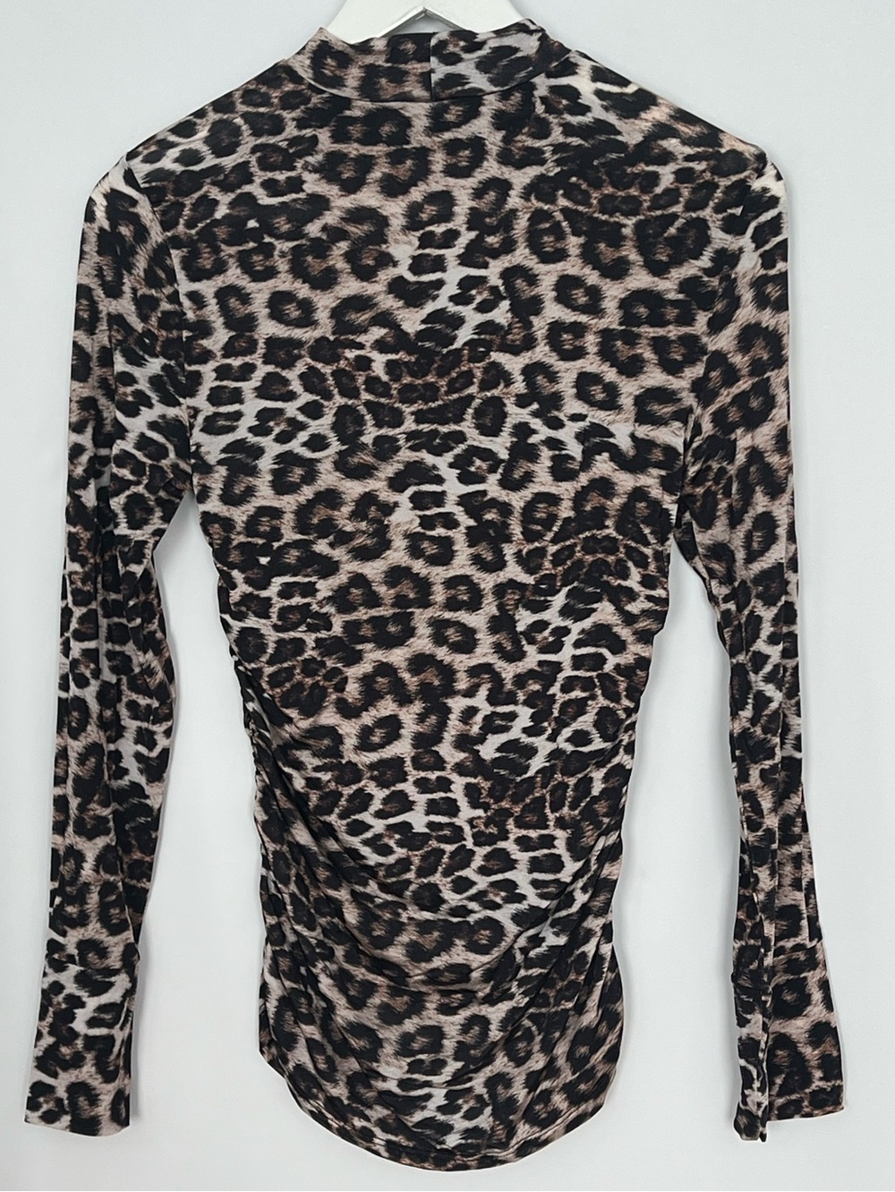 Farm Rio Leopard Jersey Mock Neck Ruched Top Natural Size S - Picture 4 of 7